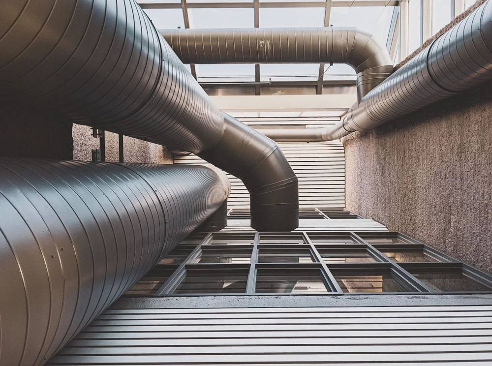 Ductwork running across a ceiling